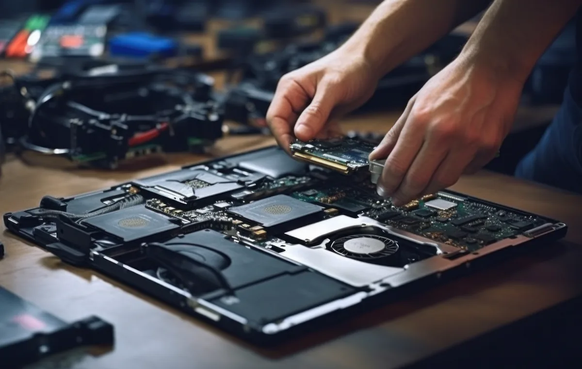 Laptop repair in progress
